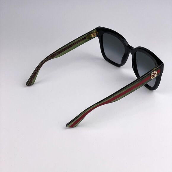 GUCCI GG0034SN 002 Sunglasses Black Green Red Grey Gradient Rectangle Women - Picture 9 of 10